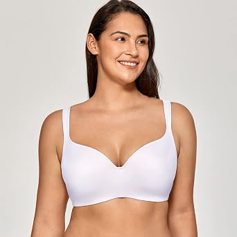 DELIMIRA Women's Balconette Bra Full Coverage Plus Size Tshirt Underwire Back Smoothing Seamless Bras