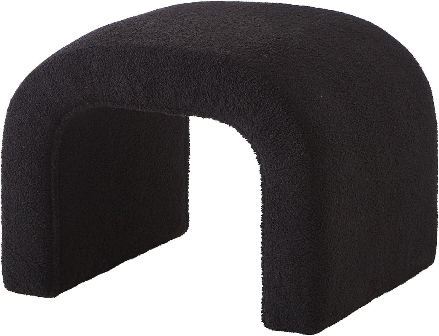U-Shaped Ottoman, Set of 3 Ottoman Bench, 44" Large Bench with, 2 Small StoolsModern Comfy Sherpa Arched Footrest for Living Room, Bedroom End of Bed (Pink)
