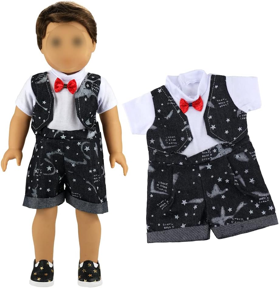 BARWA Boy Doll Clothes 5sets Boy Doll Clothes 2 Pairs Shoes 1 Pair Glasses Compatible for 18 Inch Boy Dolls Outfit