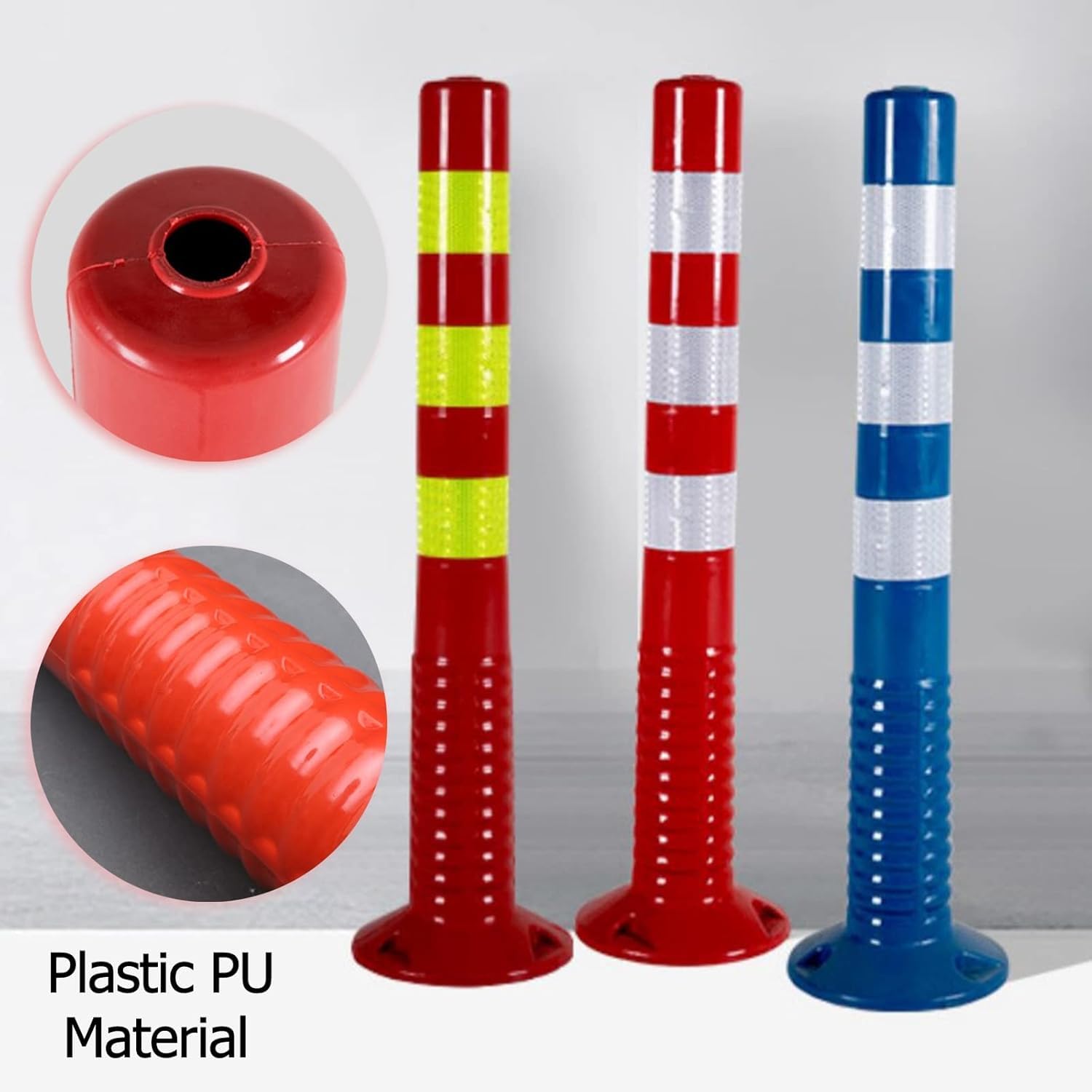 Poteau De Signalisation De Stationnement, Cône De Chantier, Borne De Signalisation Routière De 76 Cm (30 Po), Lot De 4, Poteau De Stationnement en Plastique Ave(Jaune)