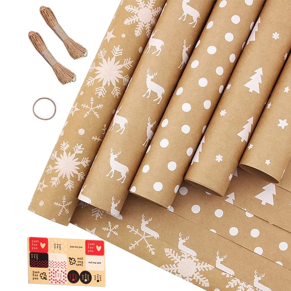 CTRLZS Wrapping Paper Sheets,for Christmas Birthday Party Wrapping Paper Set of 5 Gift Wrap Papers,Present