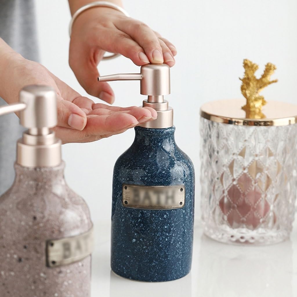 Kitchen Soap Dispenser Multifunctional Ceramic Bathroom Soap Dispenser Hand Soap Bottle Press Bottle Shower Gel Shampoo Bathroom Bottle Bathroom Soap Dispenser(C)