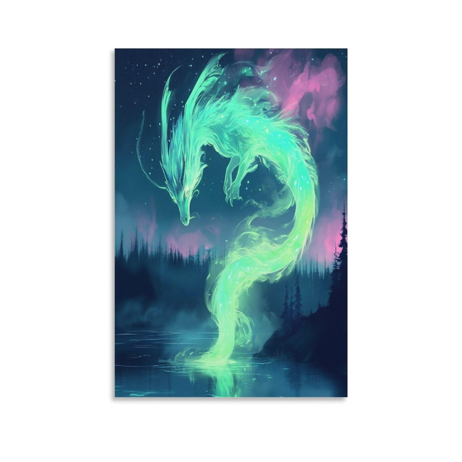 Cuadro de dragón en lienzo con acabado artístico premium de 50x75cm para murales elegantes 6