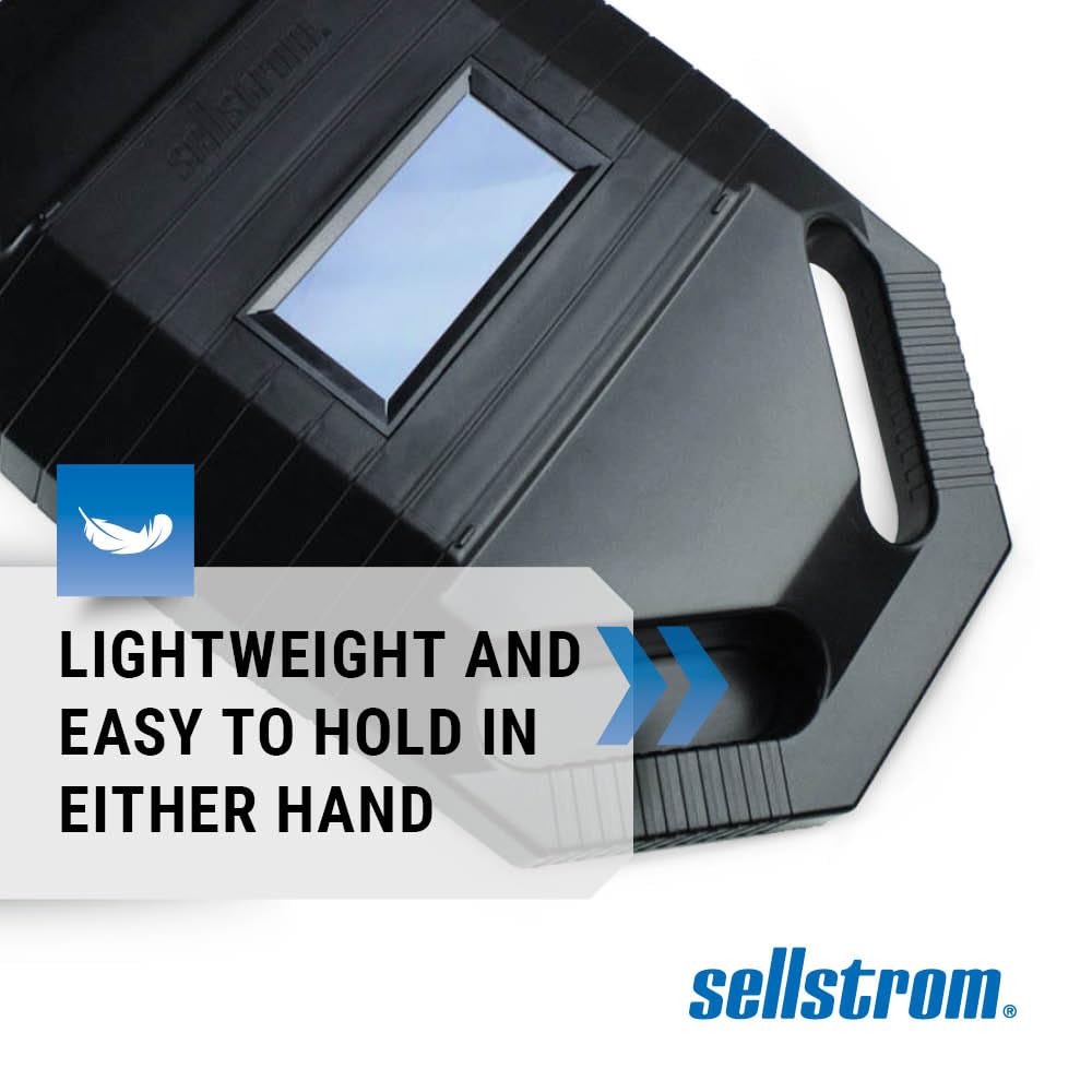 Sellstrom Lightweight, Heat Resistant Hand Held Iron Mask Welding Shield, 2" x 4.25" Shade 10 IR Plate, HDPE, Black Shield, S25000