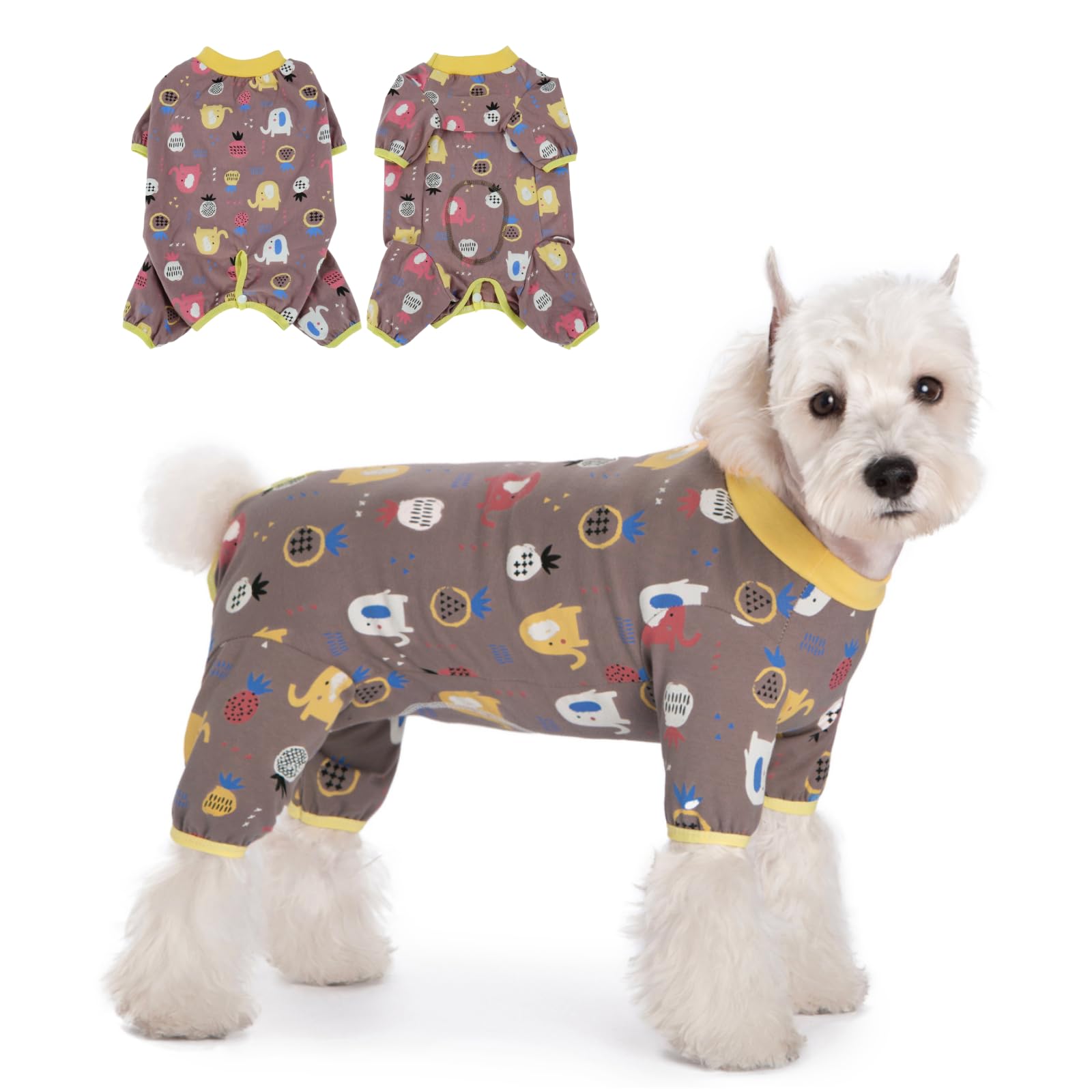 Dog Recovery Suit After Surgery, Soft Cotton Dog Surgery Suit, Anti-Licking Dog Onesie Alternative to Cone, Post Surgery Recovery Suit for Small Dogs Male & Female, Cocoa Brown 3XL