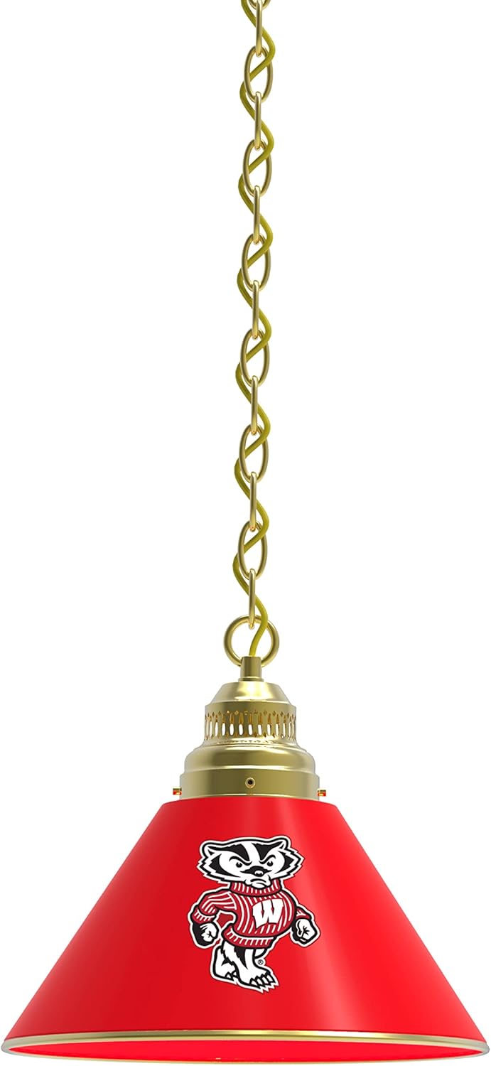 Holland Bar Stool University of Wisconsin Badger Logo Single Shade Pendant Light
