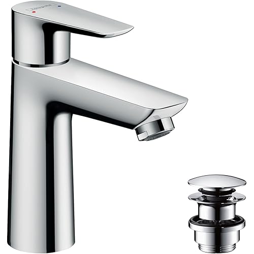 hansgrohe Talis E basin mixer tap 110 with push open waste, chrome 71711000