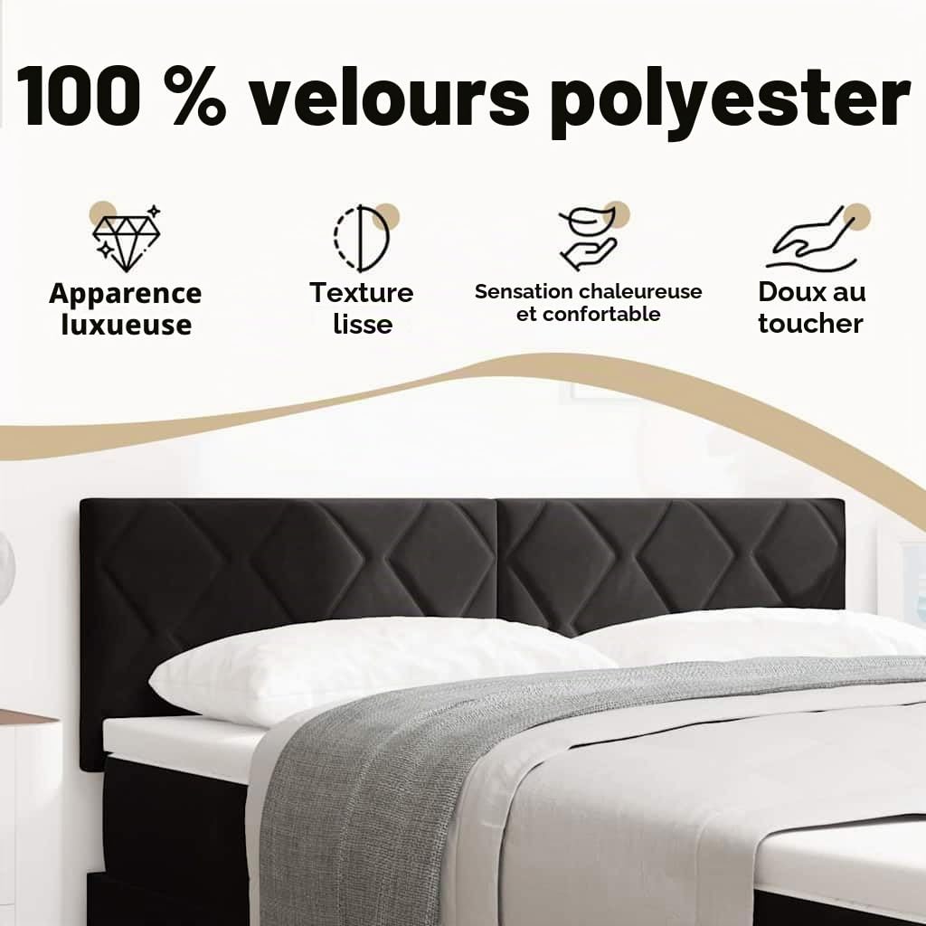vidaXL Tête de lit Noir 144 cm Velours, Tête de lit Moderne, Accessoire Sympa pour Le lit, Confort Optimal, Mousse Durable, Upgrade déco Chambre