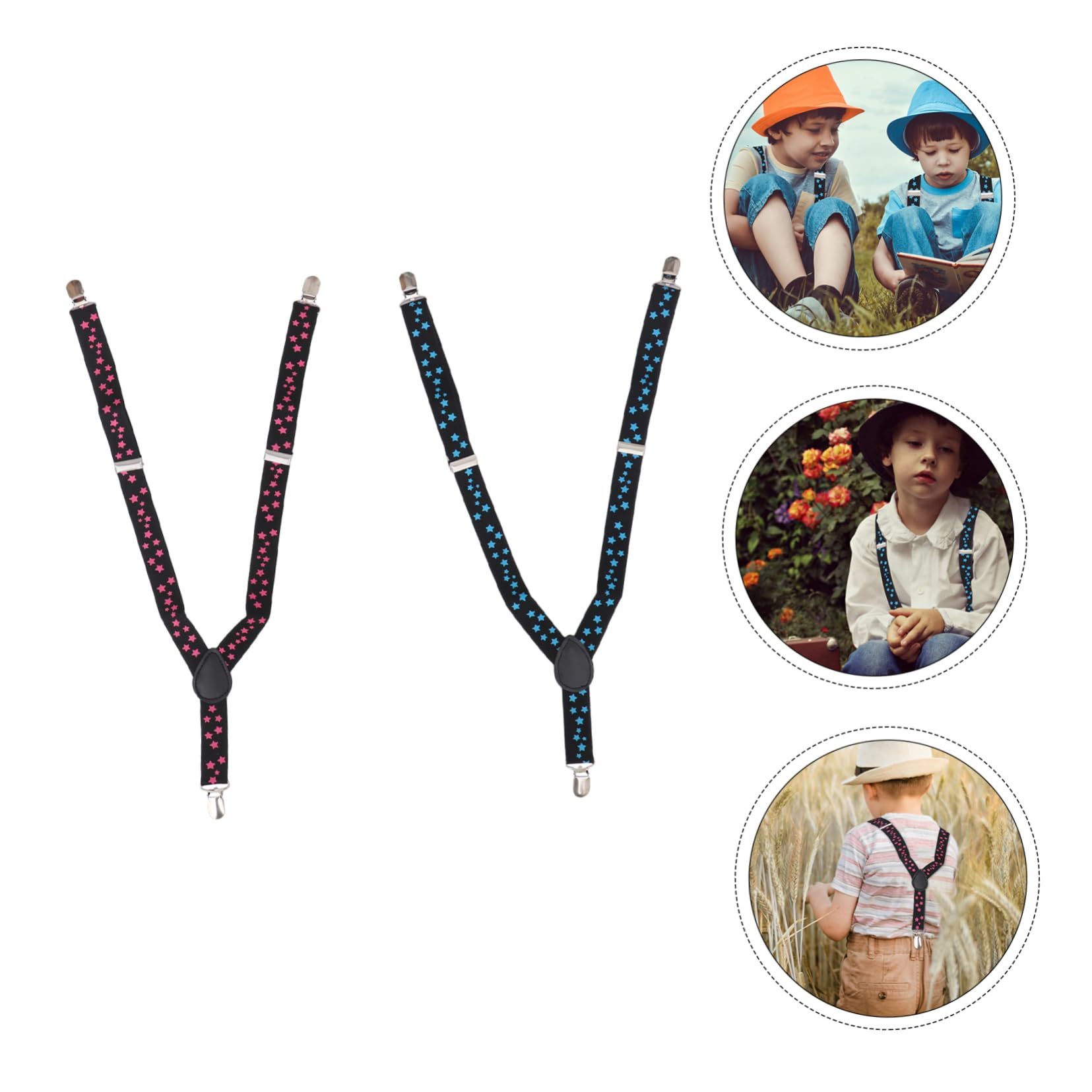 Healeved 2 Pcs Suspender Belt Clip Trouser Strap for Star Print Design for Weddings Parties and Daily Wear Random Color