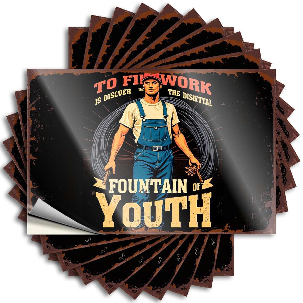 Patio Bar Accessories Window Stickers - to Find Work is to Discover The Fountain of Youth. Affirmation Durable Sticker Easy Apply for Adulting Decor(12X18CM)