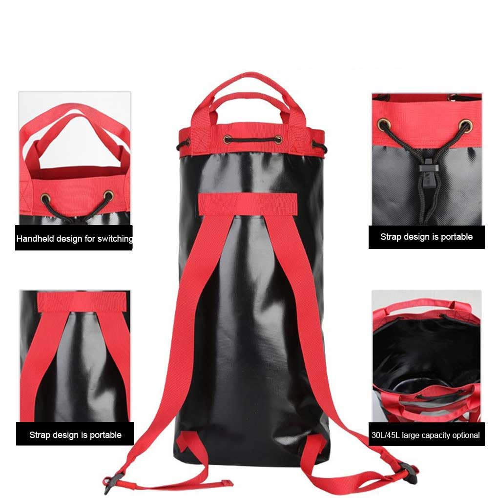 Adulti Chiusura Coulisse Borsa Corda Arrampicata in discesa Downhill Caving Ropes Storage PVC Organizer Alpinismo Sport Zaino 30L