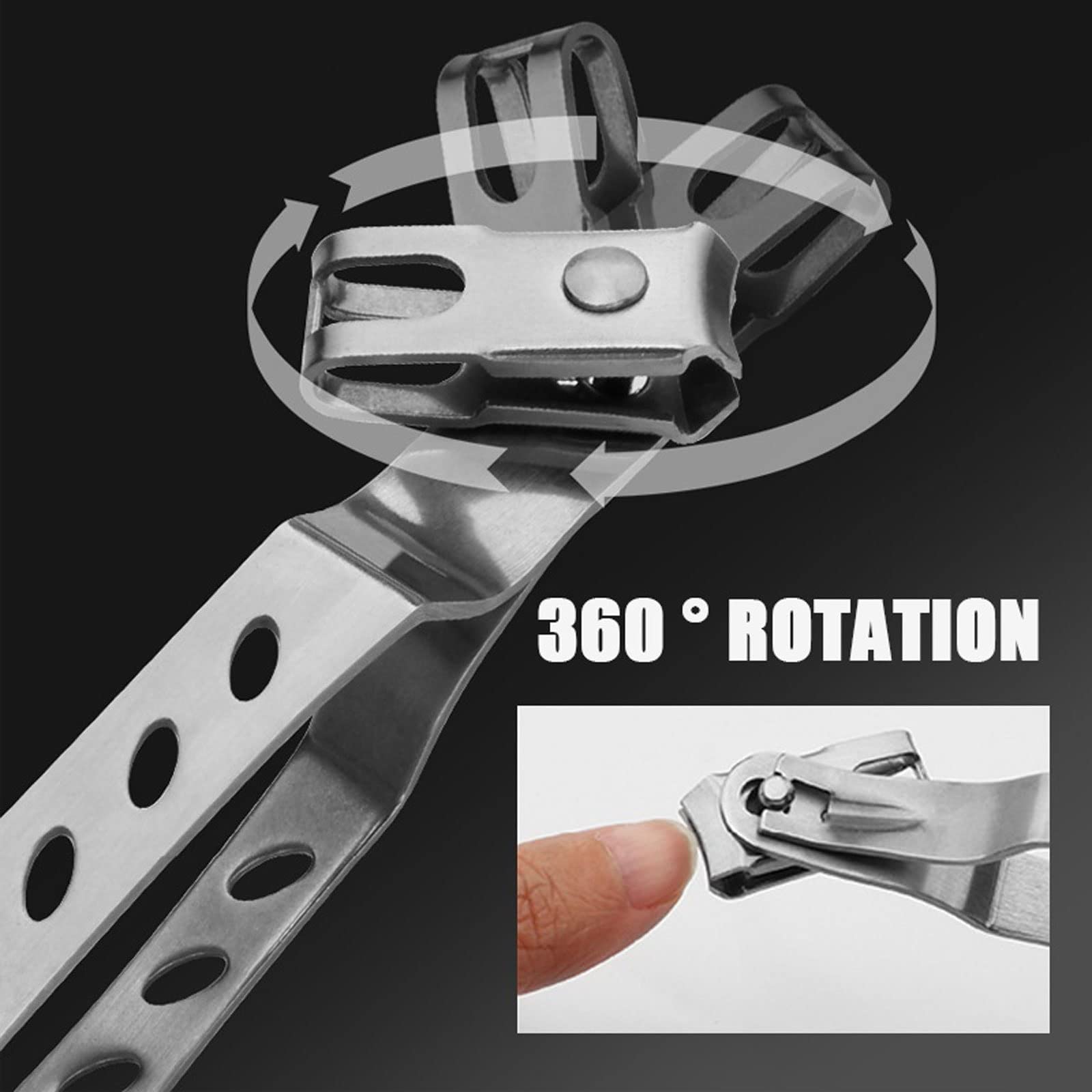 Nagelknipser, 360° drehbarer Nagelknipser, Edelstahl, Fingernagel-Rotationsschneiderkopf, Nagelschneider for Männer und Frauen