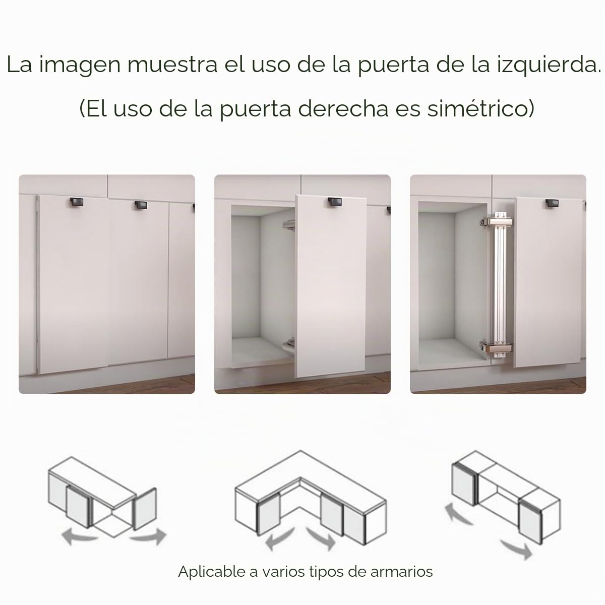 HOWHY Juego de bisagras de puerta de apertura lateral, bisagra resistente de 15.5 libras, apertura paralela de 180°, puerta corredera de armario | Mecanismo deslizante paralelo suave con amortiguador silencioso. Cuenta con microajuste 3D
