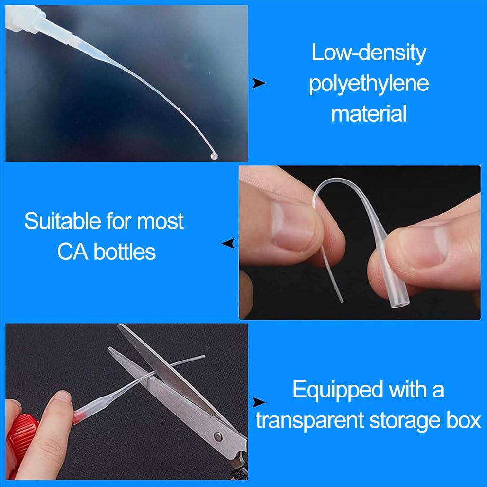 Mikrokońcówek Kleju,200 szt.Końcówki do kleju,Końcówki do kleju,Mikro Końcówki Dozujące do Plastikowego Kleju,Przedłużacze Precyzyjnego Aplikatora Kleju,Końcówki Dozujące Do Laboratoriów