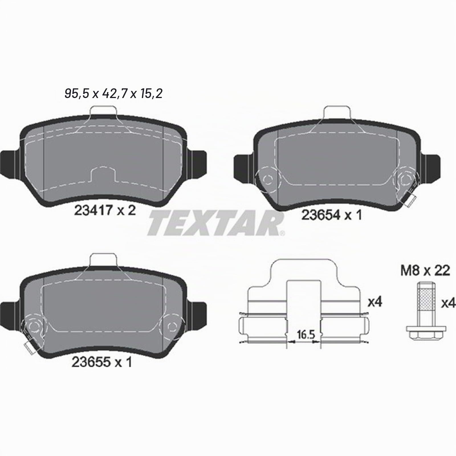 Textar Bremsscheiben + Beläge vorne + hinten | 92091903 + 2383201 + 92092103 + 2341703 passend für Astra H + B