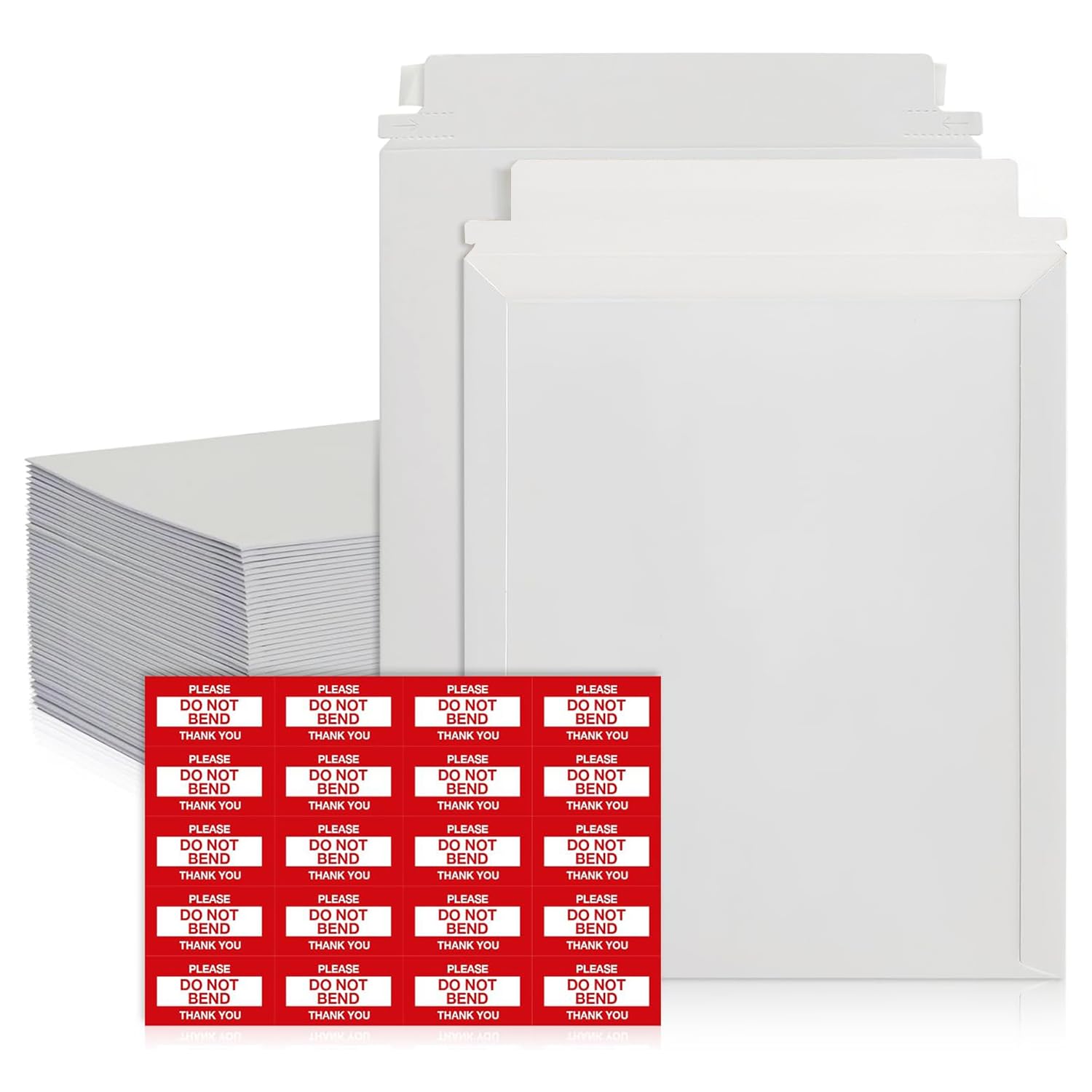 50 Stück 24,6 x 32,5 cm starre Versandtaschen – selbstklebende weiße Kartonversandtaschen – als Versandzubehör für den Versand von Dokumenten, Fotos, CDs, Zeitschriften und Literatur