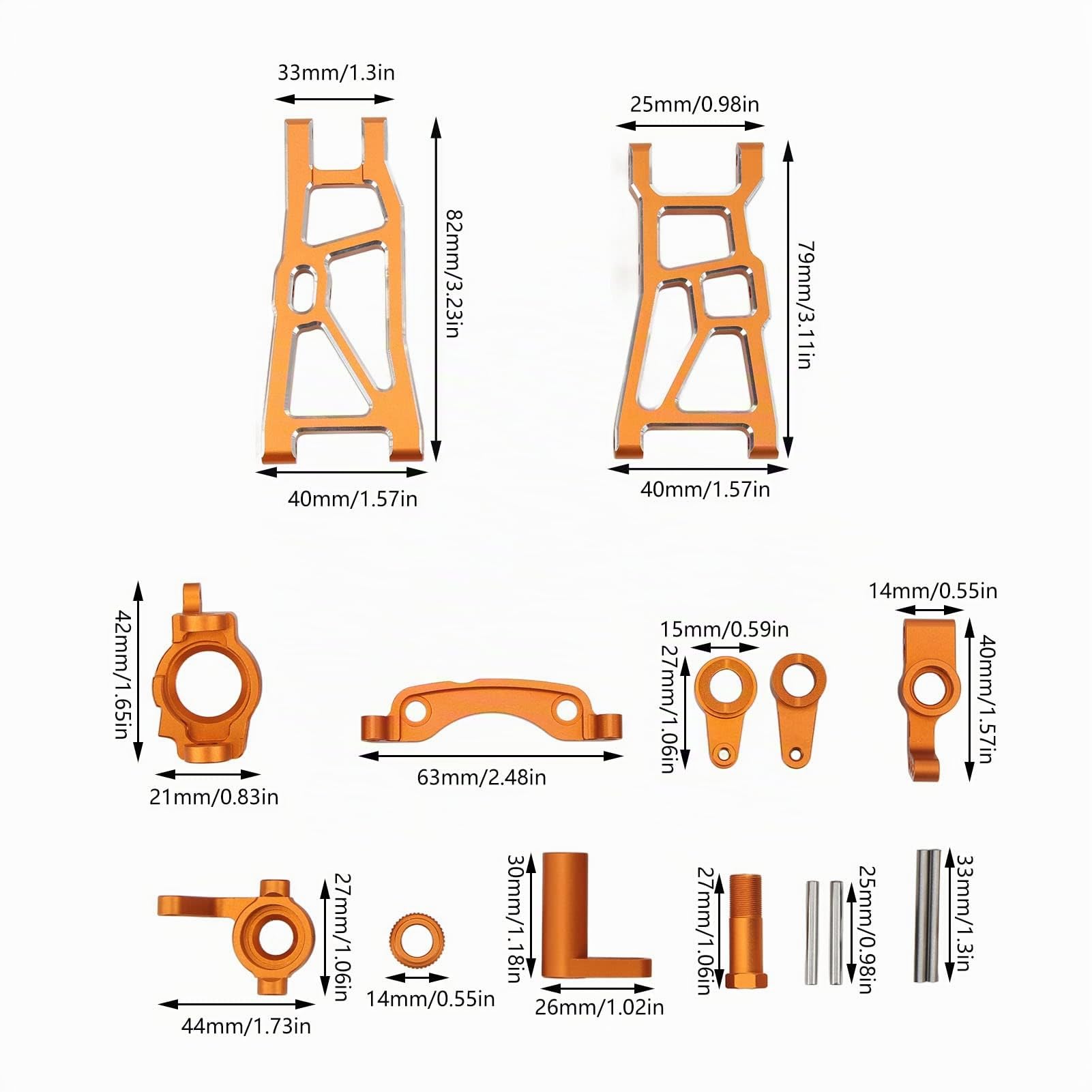 VGEBY RC-Metall-Upgrade-Teile-Kit, Aluminiumlegierung, Querlenker-Lenkbaugruppen-Set, RC-ZubehöR FüR ZD Racing DBX 10 1/10 Auto (Orange) Auto Modelle