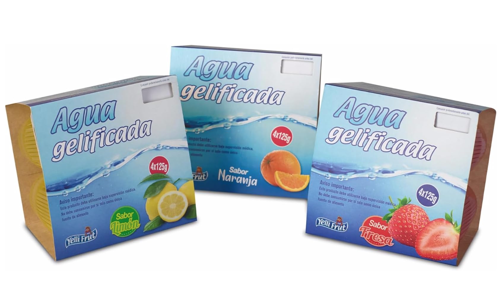 Agua gelificada. Espesante para disfagia. 3 Sabores en tarrina 125 gramos. Pack de 6x4 = 24 tarrinas. Agua gelificada disfagia sabores. Aguas gelificadas para hidratar con plena seguridad. (24, Limón)
