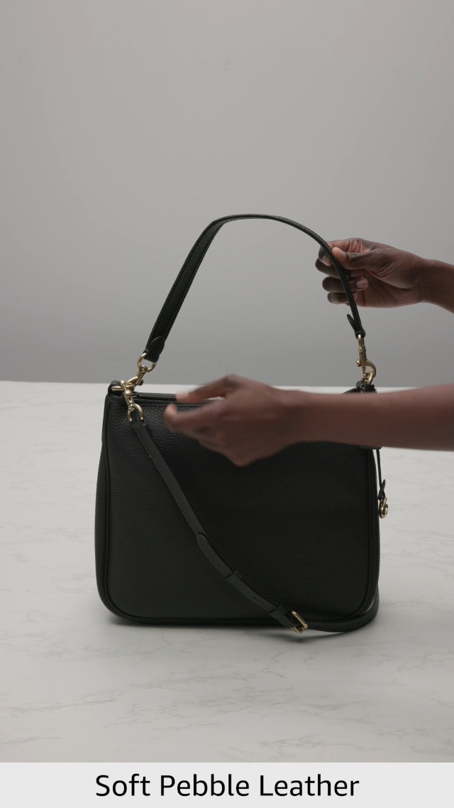 COACH Soft Pebble Leather Cary Shoulder Women's Leather Bag - Zippered Closure