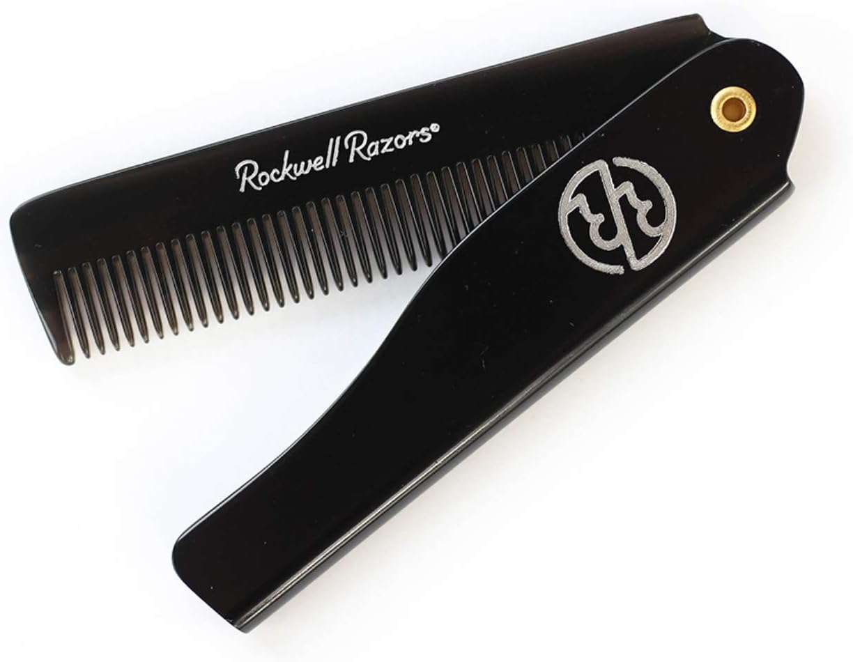 ROCKWELL RAZORS Folding Hair Comb - Pocket-Size, Durable, Anti-Static Acetate Comb | Supports a.
