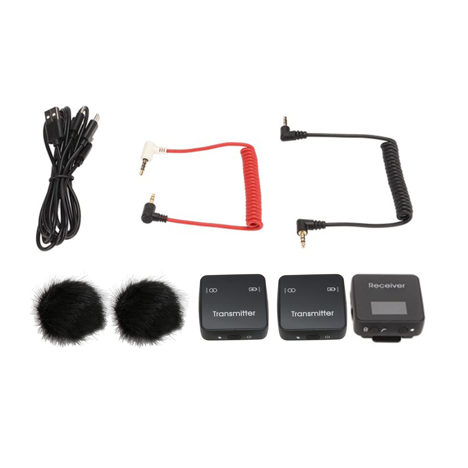 Bezprzewodowy Mikrofon Krawatowy 2.4G, 2-kanałowy Mikrofon HiFi Mini z klapą z 1 Odbiornikiem 2 Nadajniki, Mikrofon do Nagrywania Wideo z redukcją Szumów