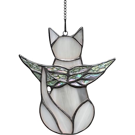 BOXCASA Angel Cat Memorial Window Hanging