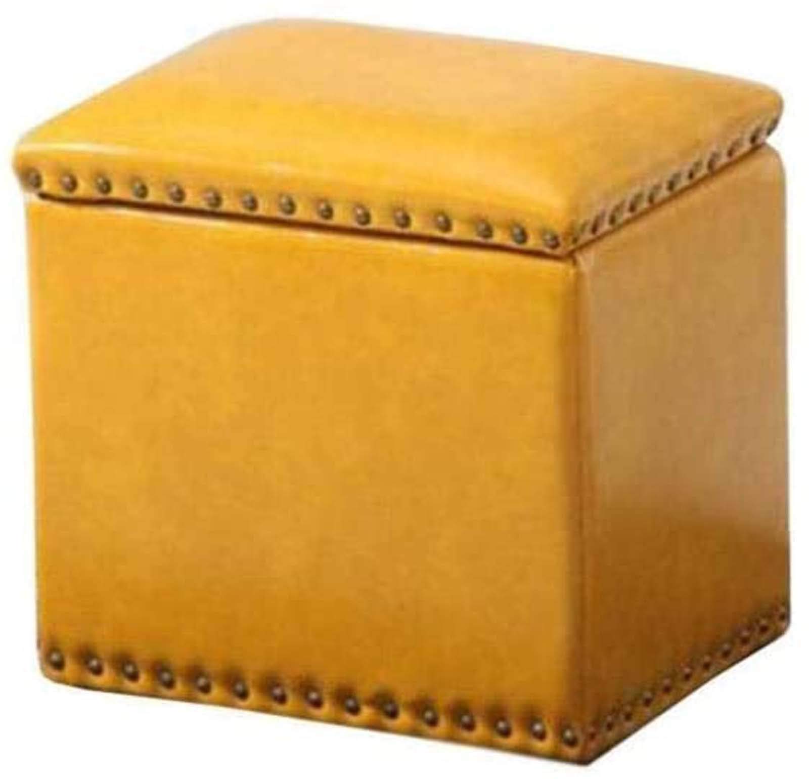 Pouf de rangement carré en similicuir noir moderne pour chambre n° 1