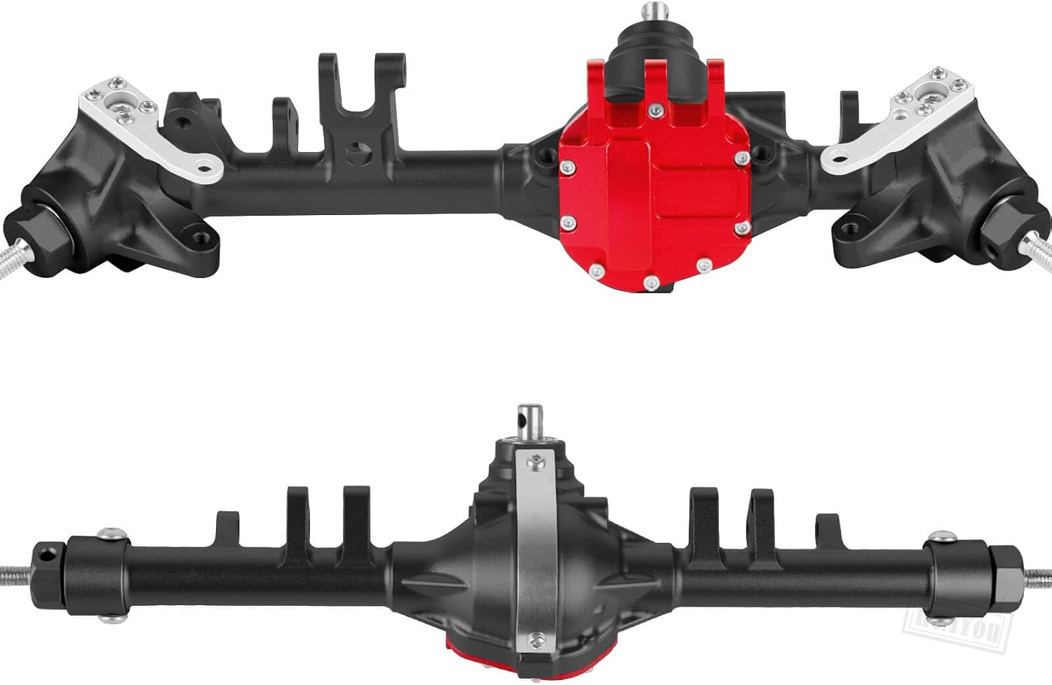 RC Front Rear Axle Complete Metal Axle Upgrades Part for 1/10 SCX10 SCX10 II 90046 90047,RC Crawler Car Axle Hops Up,Black