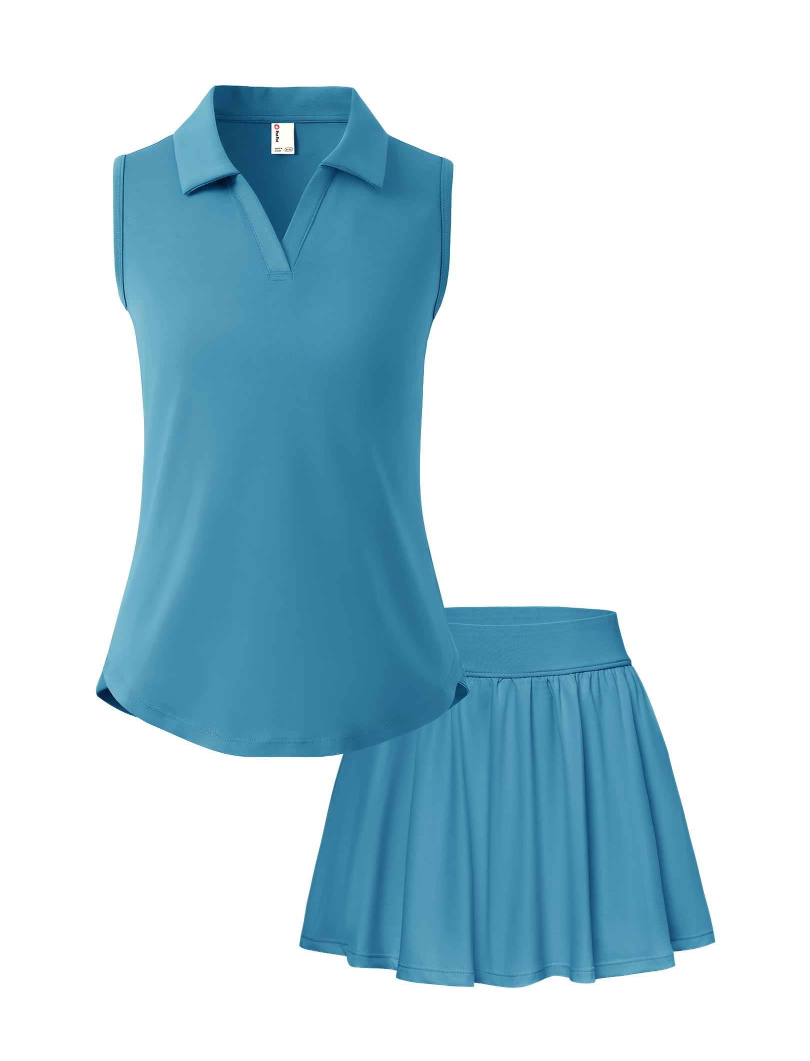 PATPAT Girls 2 Piece Skirt Sets 6-14 Years Sleeveless Polo Shirts and Skort Tennis Golf Outfits