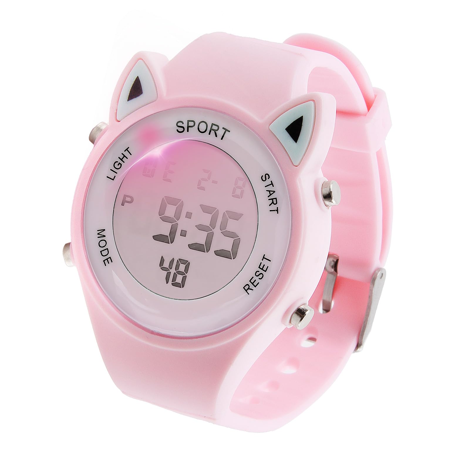 Reloj Digital para Niña con Disegno 3D Orecchie di Gatto Impermeabile 30M Alarma Cronómetro Luz