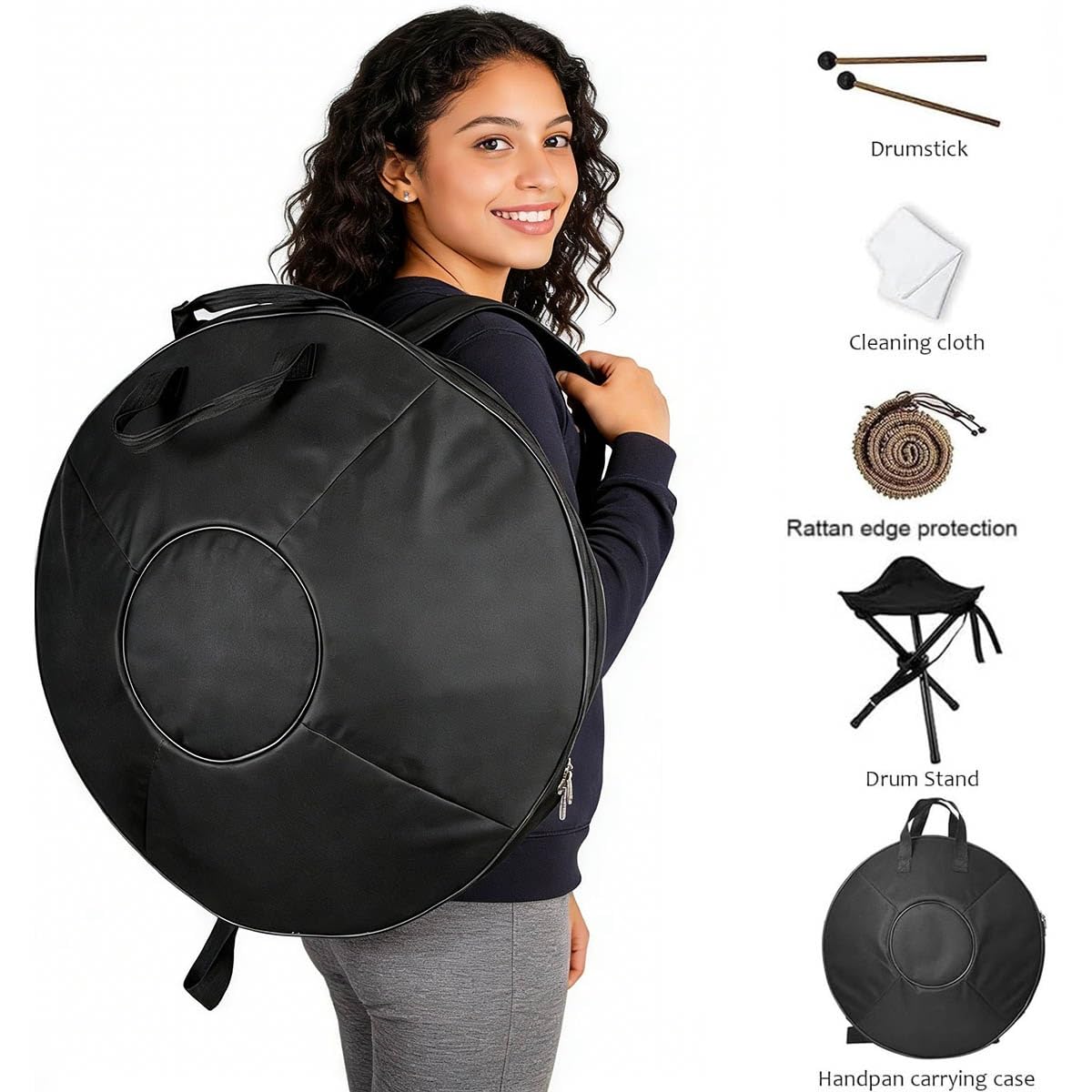 Handpan Tamburo a Mano Strumento a Percussione 432Hz Re Minore 9 Note – Tamburo in Acciaio 22 Pollici con Bacchette e Supporto per Meditazione Yoga e Principianti(blu,432HZ/12Note)