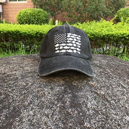 Waldeal Boy Printing Fish Flag Vintage Dad Hats Cute Adjustable Kids Fishing Baseball Cap Black #TOP6