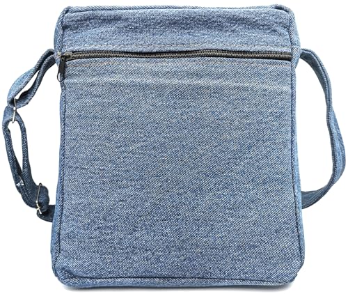 Upcycling Blue Denim Jeans Messenger Cross Body Shoulder Handbag Purse for Unisex2