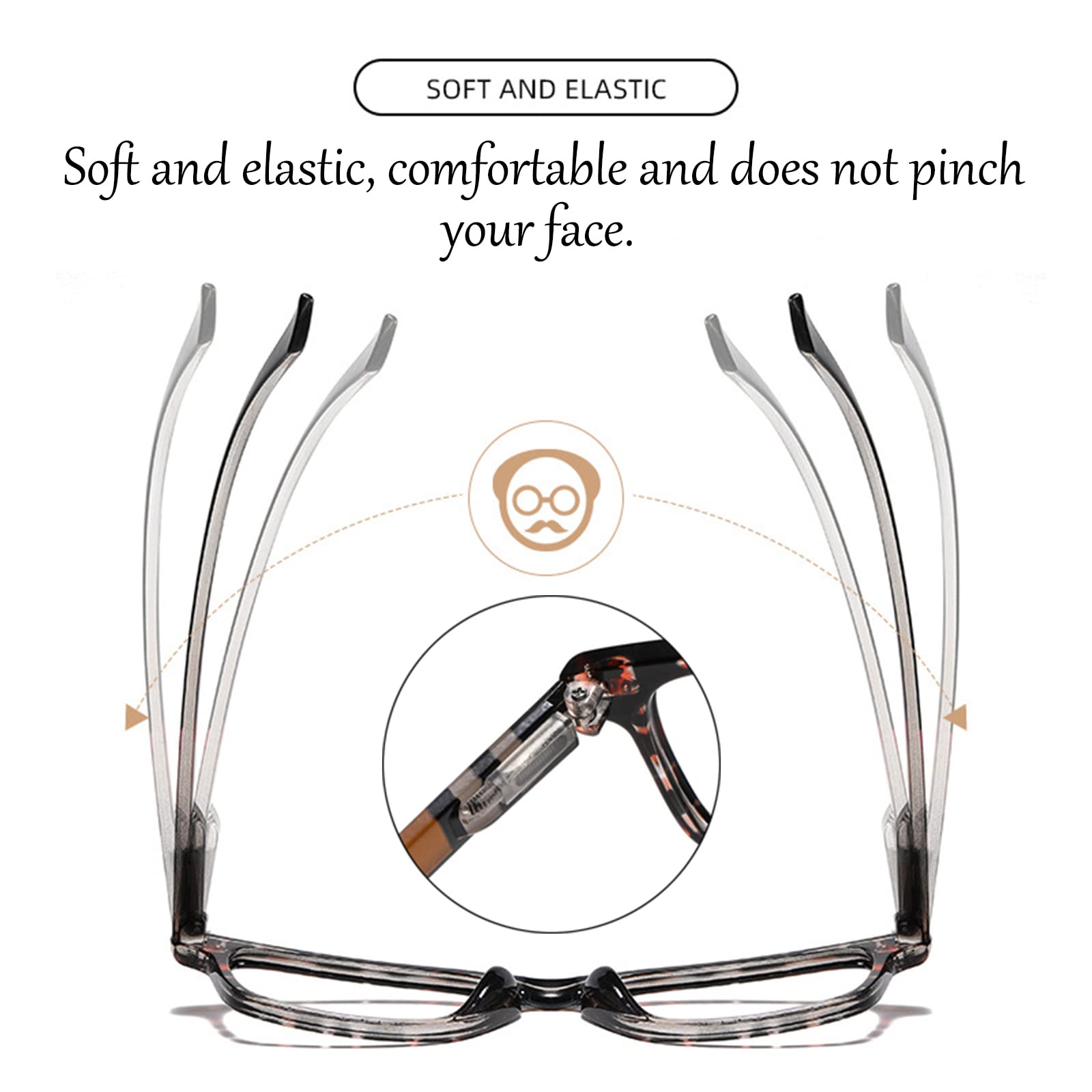 Gafas de Lectura Unisex con Bloqueo de luz Azul, HD, antirreflejo, Lector de computadora, Marco Cuadrado de Moda, Gafas para Ancianos +1.0 a + 3.0, Negro-+1.00