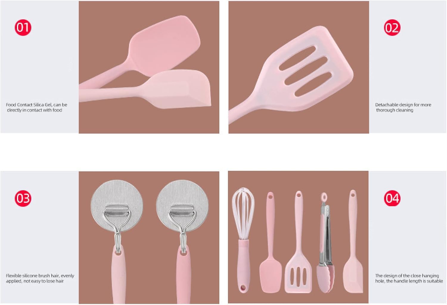 Juegos de utensilios de cocina Juego de utensilios de cocina, juego de utensilios de cocina, juego de 5 piezas de utensilios de cocina de silicona antiadherentes resistentes a altas temperaturas