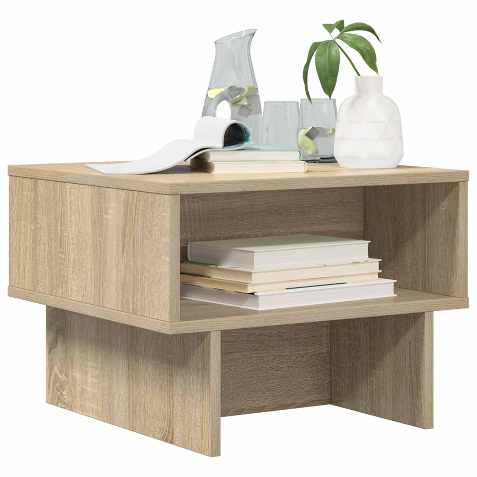 vidaXL Coffee Table Sonoma Oak 48 x 46 x 35 cm Engineered Wood, Stylish Rectangular Coffee Table, Wooden, Functional Living Room, Designer Center, Engineered Wood