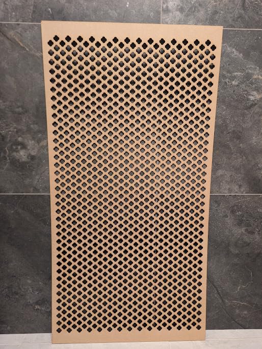 Wooden mesh laser cut in 3mm thick mdf decorative panel for radiator covers, partition walls and home made cabinets (various sizes) pattern (K6). Made in the UK. (Unprimed, 1200mm x 300mm)