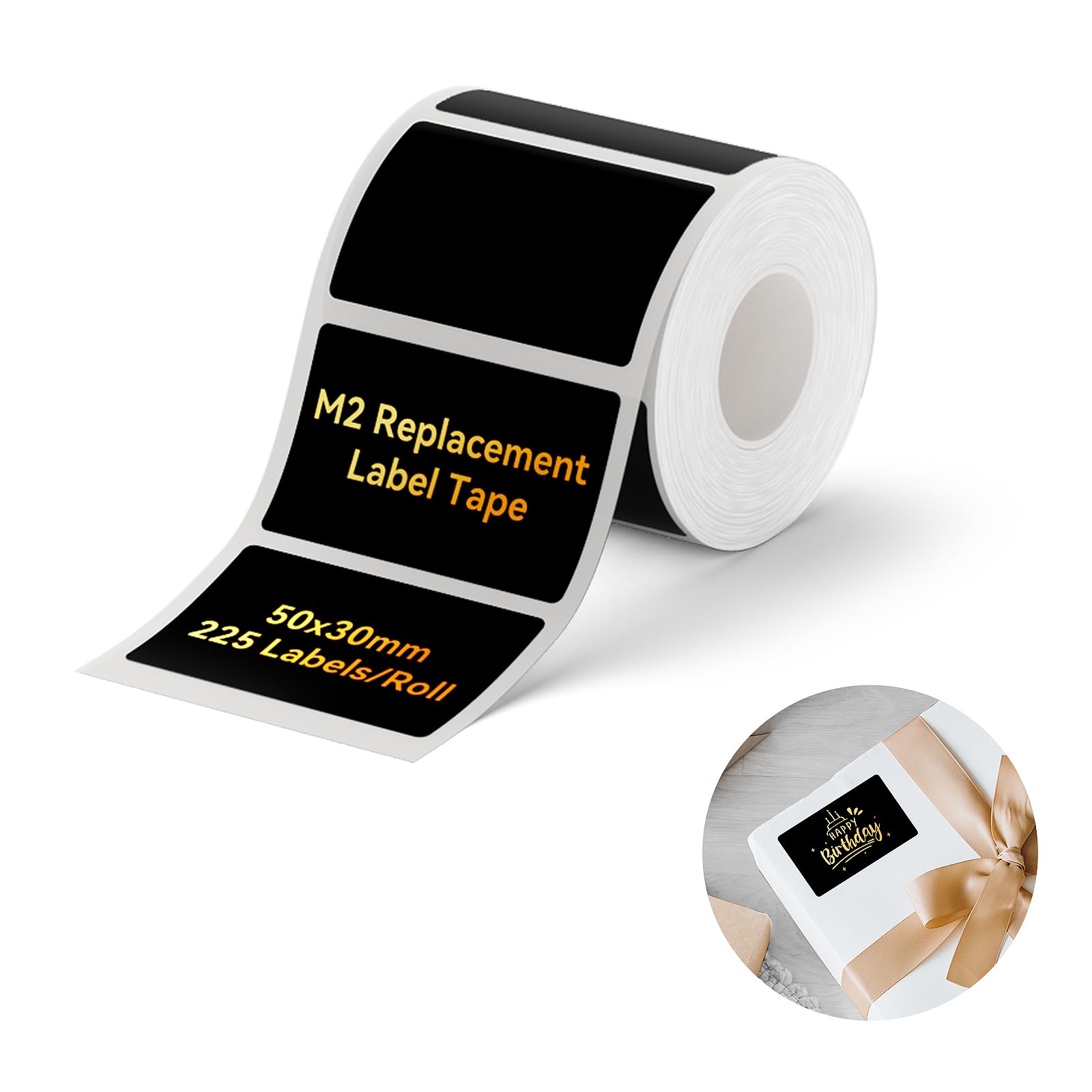 NIIMBOT M2/M3 Thermal Transfer Labels 1.97" x 1.18" (50x30mm), Only for M2/M3 Label Maker, PET Material, Waterproof and High-Temperature Resistance, Long Storage Time,Black