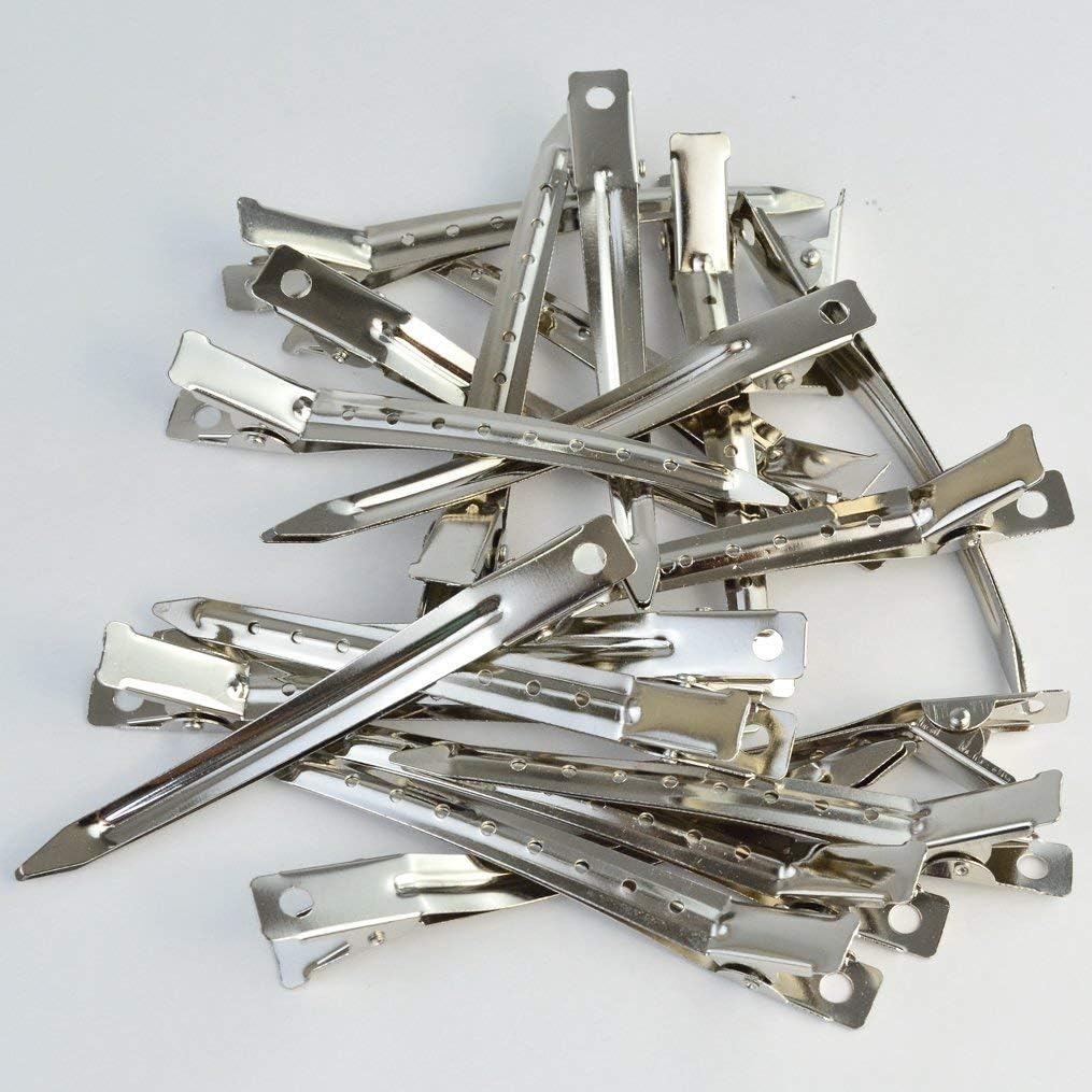 MF® 24 Packs Duck Bill Clips, Bantoye 3.5 Inches Rustproof Metal Alligator Curl Clips with Holes for Hair Styling, Hair Coloring, Silver 4