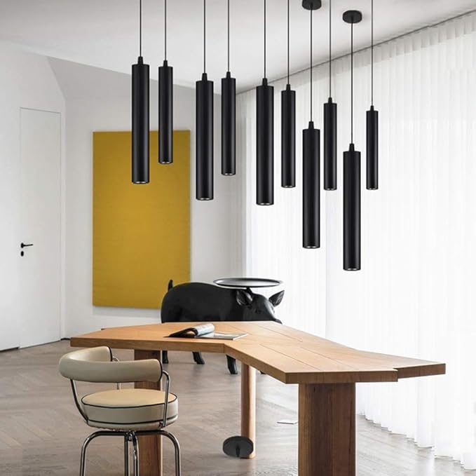 OZZKI Hanglamp 6W Dia 6CM Buis LED Moderne Hanglampen Spot Light for Eiland Eetkamer Woonkamer Bar Winkel Plafond Keuken lamp Downlight Inbouwarmatuur (Color : Warm light, Maat : 80CM) photo 2