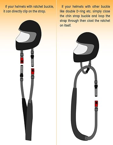 Miniatura 6 de XFMT Correa de transporte de casco de liberación rápida ajustable para cascos de motocicleta, Negro -