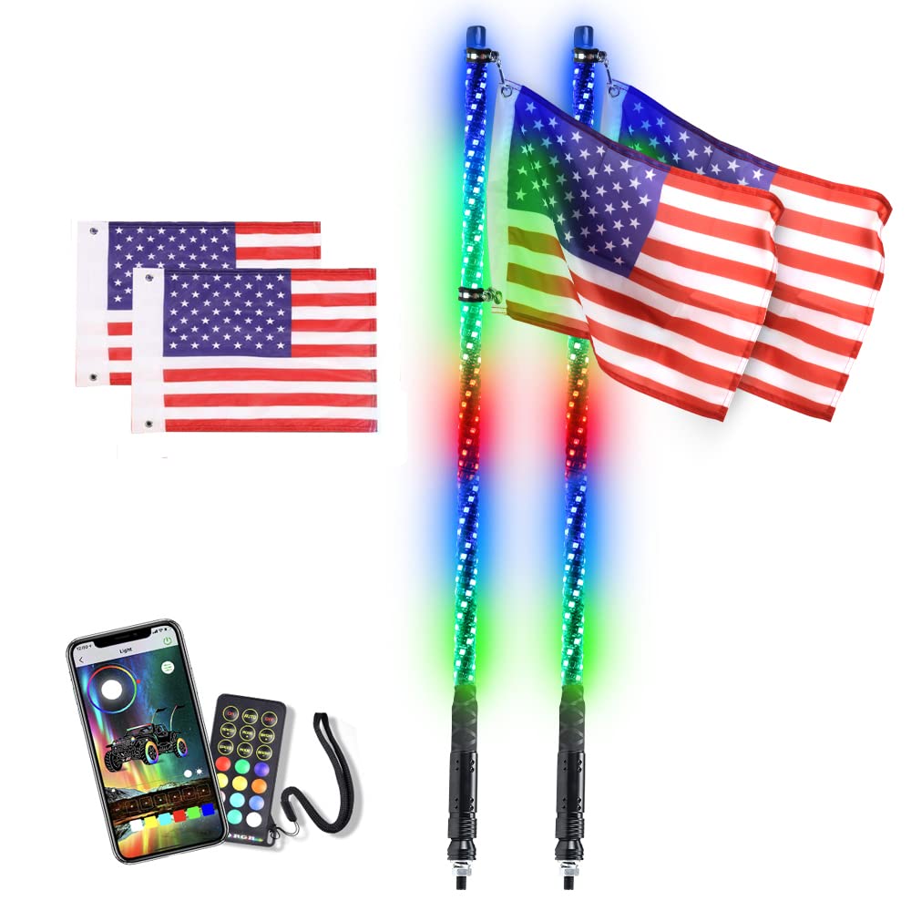 AddSafety 2PCS (0.9M) LED Whips Light 