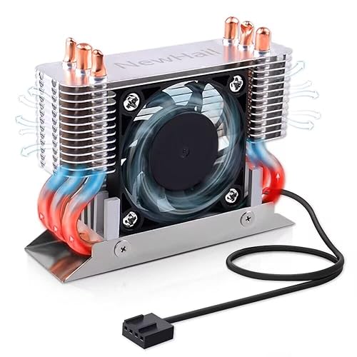 NewHail Disipador de calor SSD M2 2280 de 12 V con ventilador de refrigeración PWM de 1575in tubos de calor de cobre y almohadilla térmica enfriador