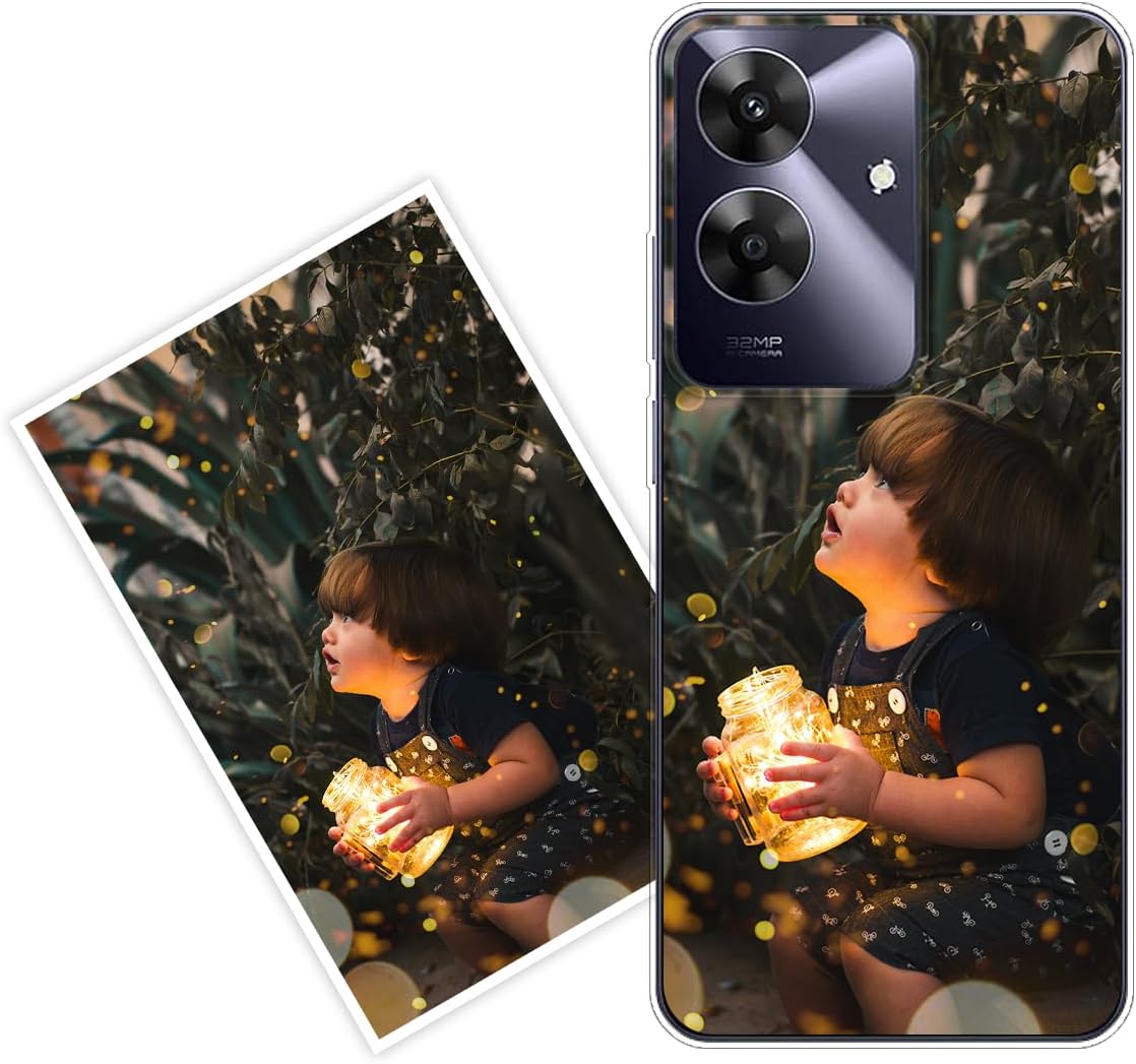 Personalised Custom Case compatible with Realme Narzo N61, Soft TPU Clear Shock Absorbing Customised Cover with your own photo, image, Picture, or text Make Your Own Case