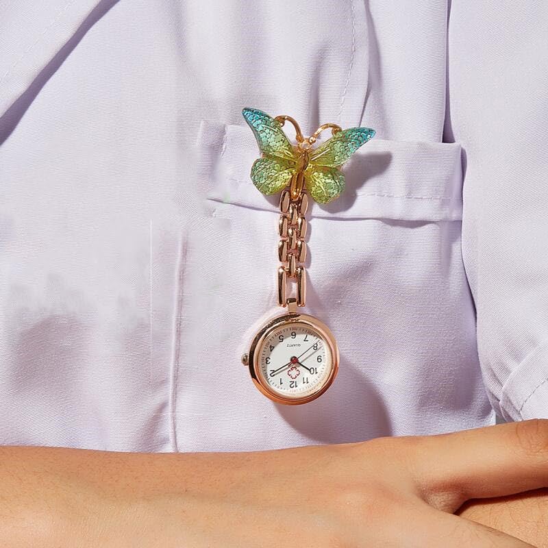 Image of 3Pcs Cute Butterfly Quartz Watch Brooch Accurate Timekeeping Stylish Design Lapel Clip On Fob Watch Style Pin Accessory