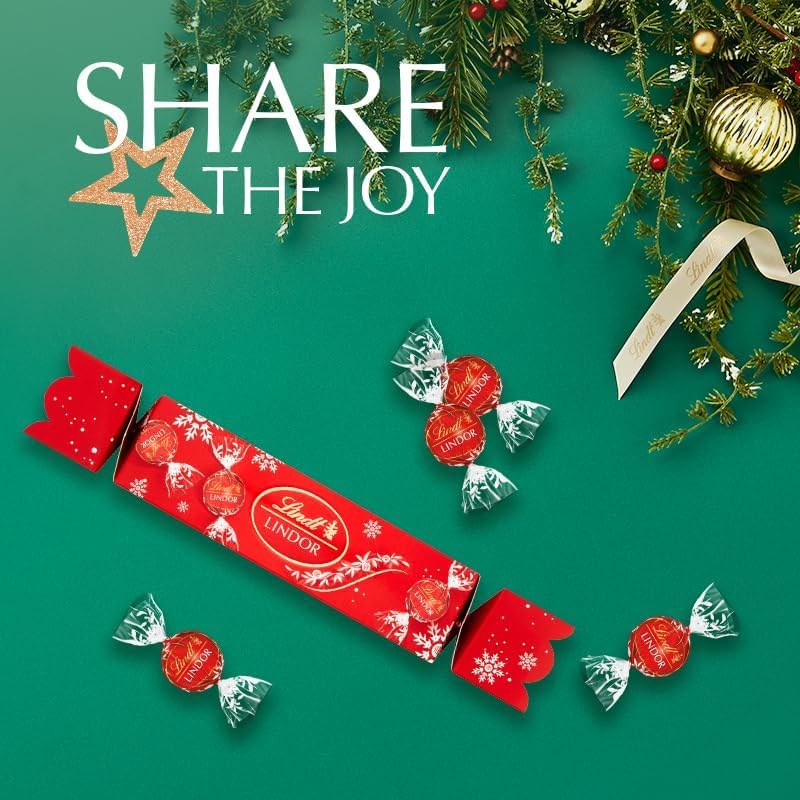 COLONISTA × NATAL DESIGN COMPE10 LINDOR Lindt Lindor Milk Chocolate Christmas Cracker – 100g – Smooth