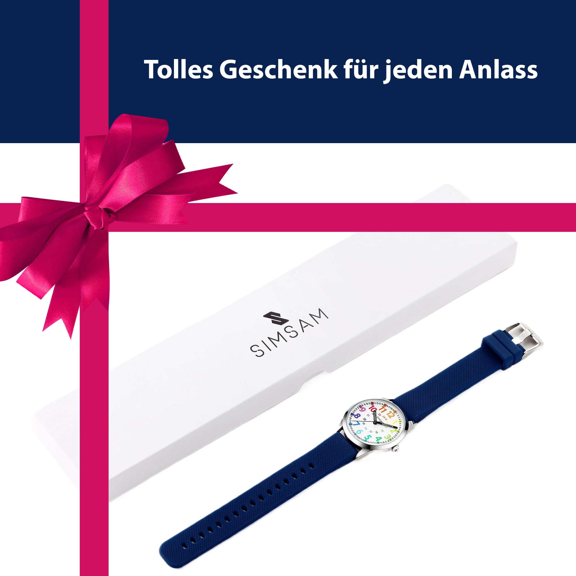 SIMSAM Kinderuhr Junge ab 6, Lernuhr Kinder Uhr ab 8, Kinderuhr Mädchen 10 Jahre, Armbanduhr Kinder Uhren für Jungs 12 Jahre, Armbanduhr Mädchen Jungen, Kids Watch, Kinderuhren