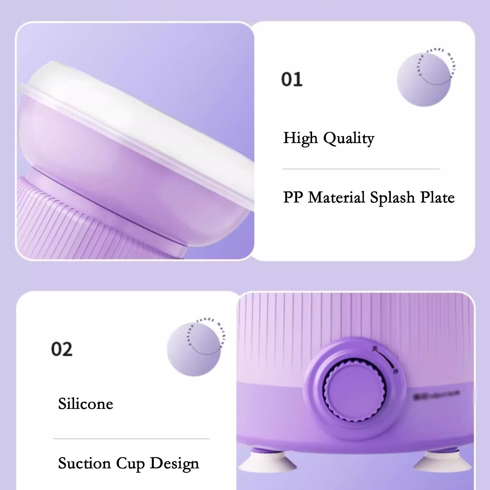 Maquina Algodón Azúcar Máquina de algodón de azúcar for el hogar, Mini máquina de algodón de azúcar completamente automática, máquina de algodón de azúcar de colores Máquina Algodón Caramelo(Purple)