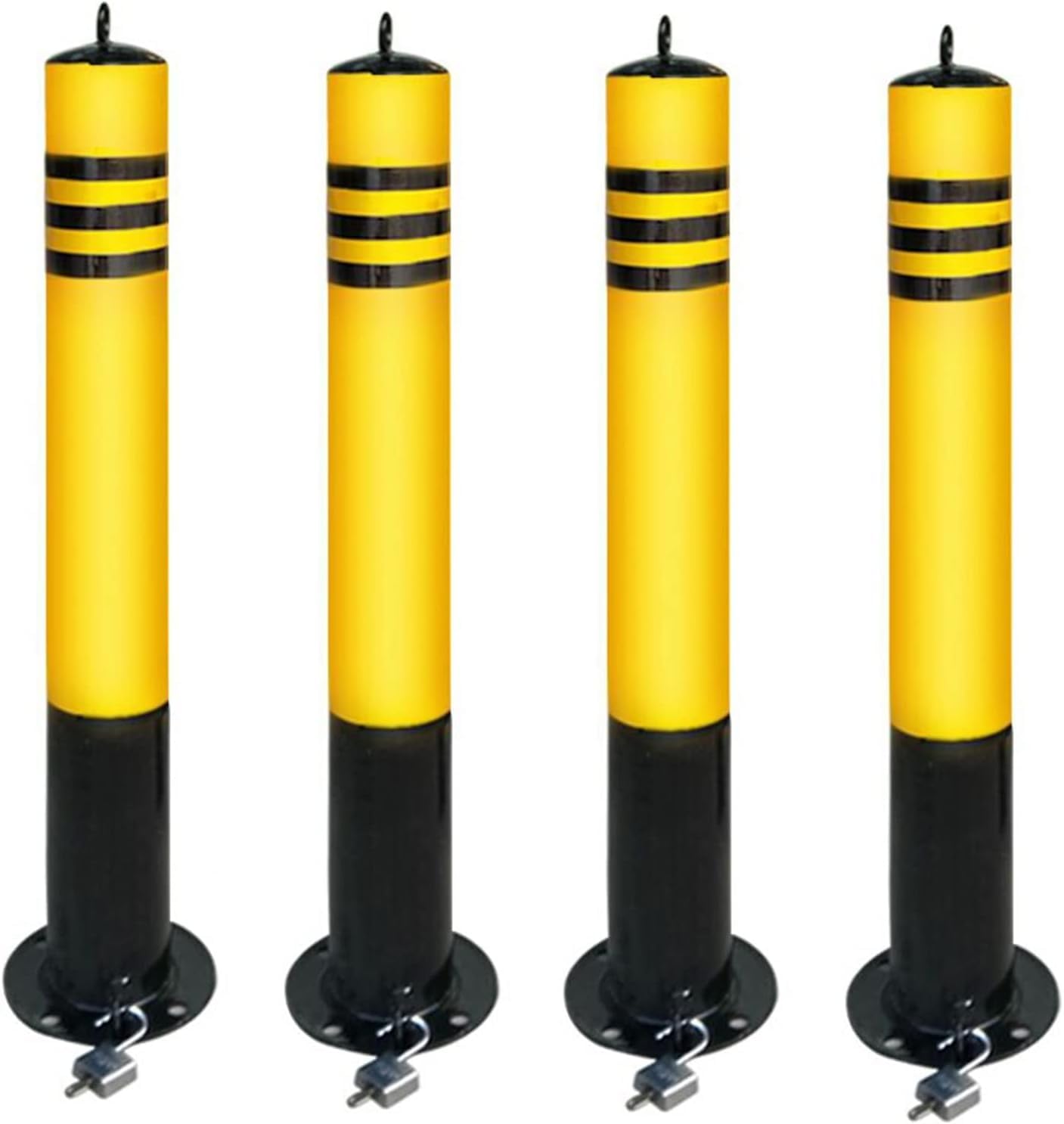 WOTZOV Traffic Cone Safety Barrier Delineator Post Cone Locking Delineator Post Cones For Parking Lot, Removable Bollard Stanchion Post With Reflective Collars, Traffic Safety C,2 Pa,4 Pack 50cm/20in