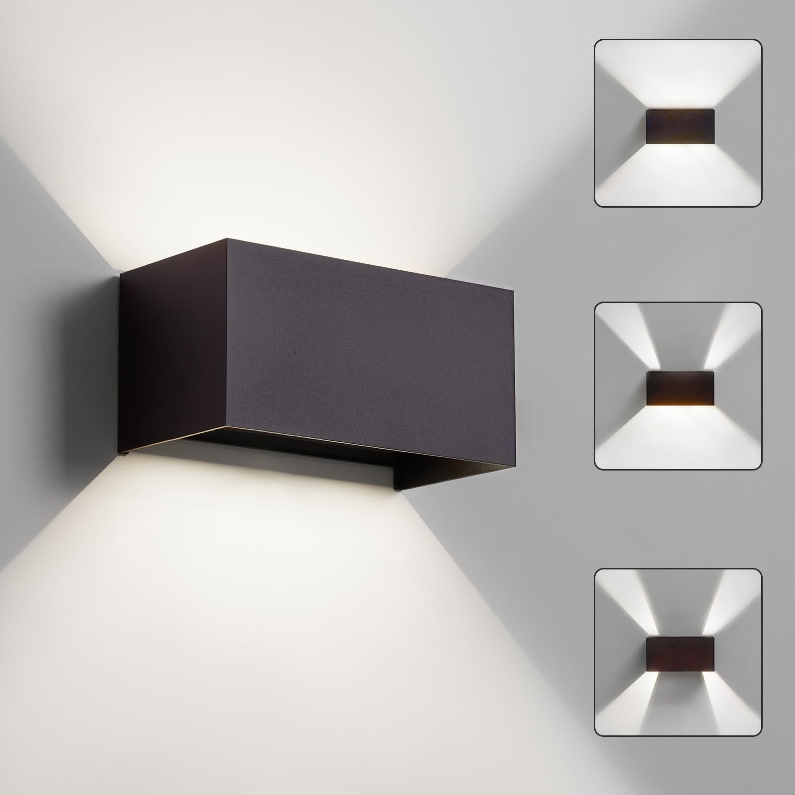 LED Wandleuchte Wandlampe innen aussen, Außenlampe Anthrazit Außenleuchte Wand, 6000K Kaltweiß Up Down Aussenlampe Aussenleuchte IP65 Außenwandleuchte Ausenbeleutung Hauswand Balkon Außen